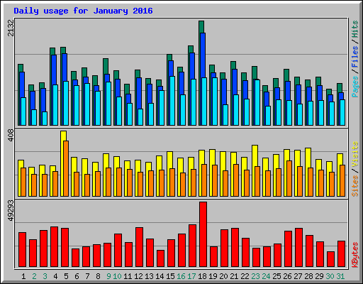 Daily usage for January 2016